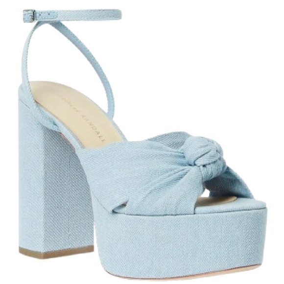 Loeffler Randall Roz Light Blue Almond Block Heel Platform Sandal - Picture 1 of 8